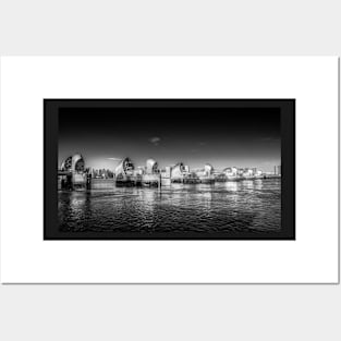 Monochrome image of the Thames Barrier Posters and Art